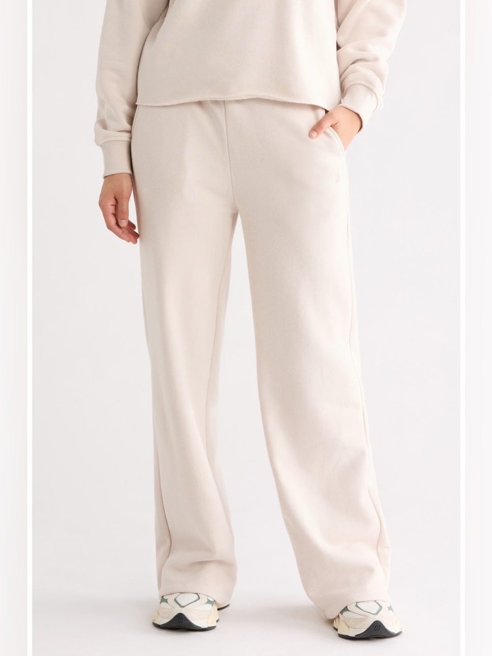 Faith Connexion Cream Off White Terry Knit Wide Leg Lounge Sweatpants Size Larg